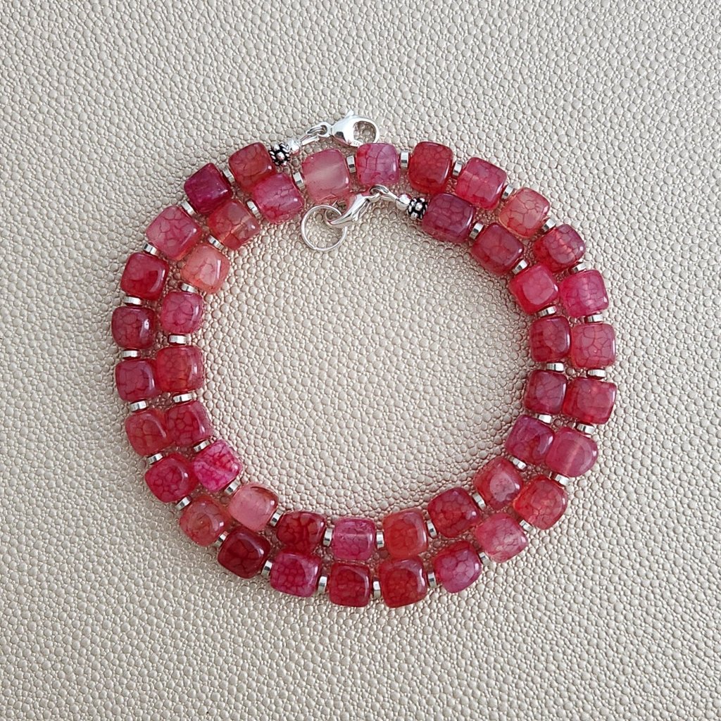 Red Crackle Agate Necklace--18"